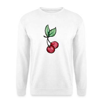 Aquarell-Kirschzweigdruck - Unisex Pullover - Weiß - Vorne - Alina (178cm) & Michal (187cm)