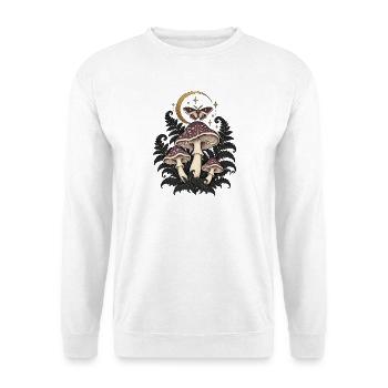 Nachtgarten mit Pilzen – Gothic Art - Unisex Pullover - Weiß - Vorne - Alina (178cm) & Michal (187cm)