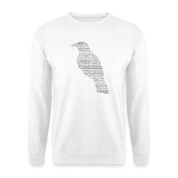 Rabe aus Gedichtzeilen - Unisex Pullover - Weiß - Vorne - Alina (178cm) & Michal (187cm)