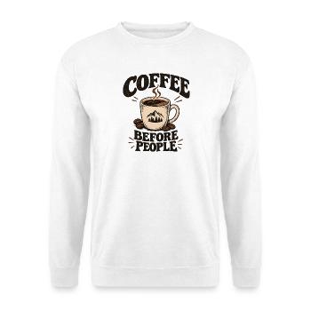 Kaffee vor Menschen - Unisex Pullover - Weiß - Vorne - Alina (178cm) & Michal (187cm)