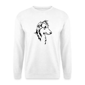 Langhaar Whippet Kopf - Unisex Pullover - Weiß - Vorne