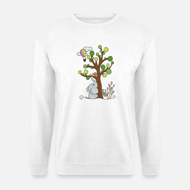 Elefant unterm Baum - Unisex Pullover - Weiß