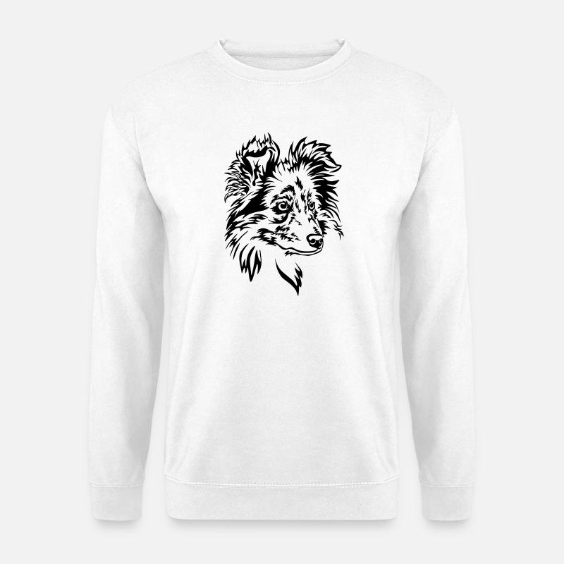 Sheltie Kopf - Unisex Pullover - Weiß