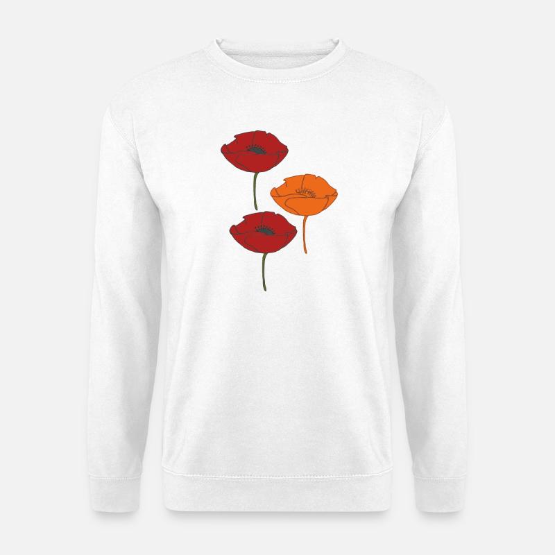 mohnblumen und orange - Unisex Pullover - Weiß