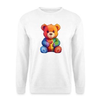 Regenbogen Herz Bär Plüsch - Unisex Pullover - Weiß - Vorne