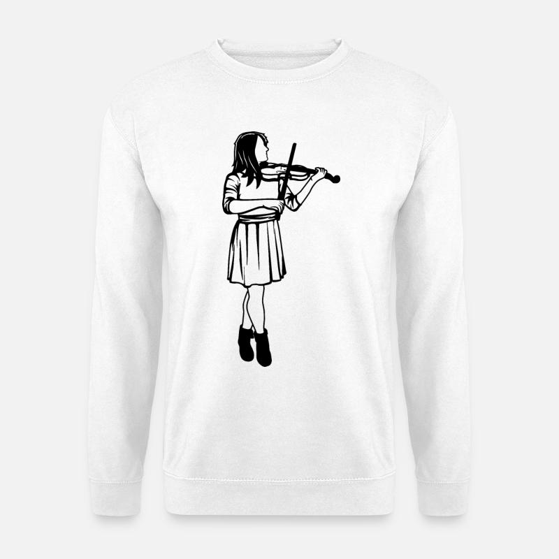Violine Mädchen Skizze - Unisex Pullover - Weiß