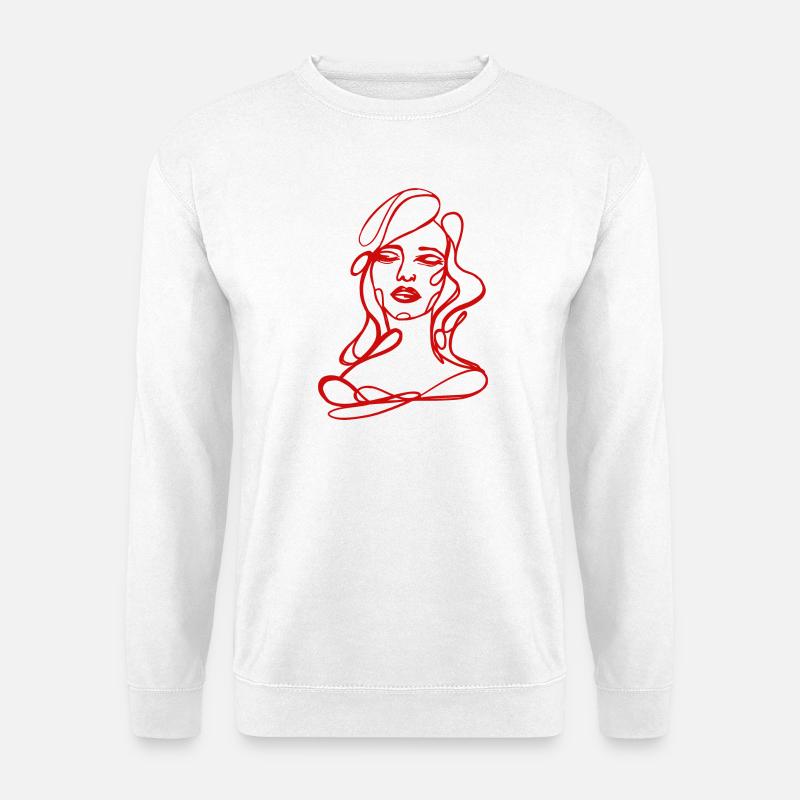 Rotes Porträt – Modeillustration - Unisex Pullover - Weiß