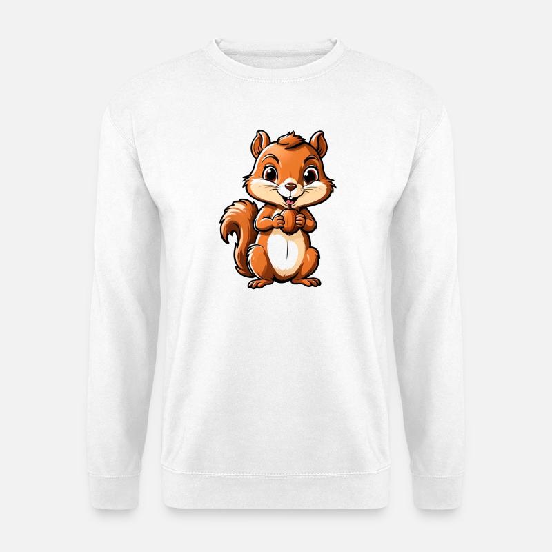 Niedliches Cartoon-Eichhörnchen mit Eichel - Unisex Pullover - Weiß