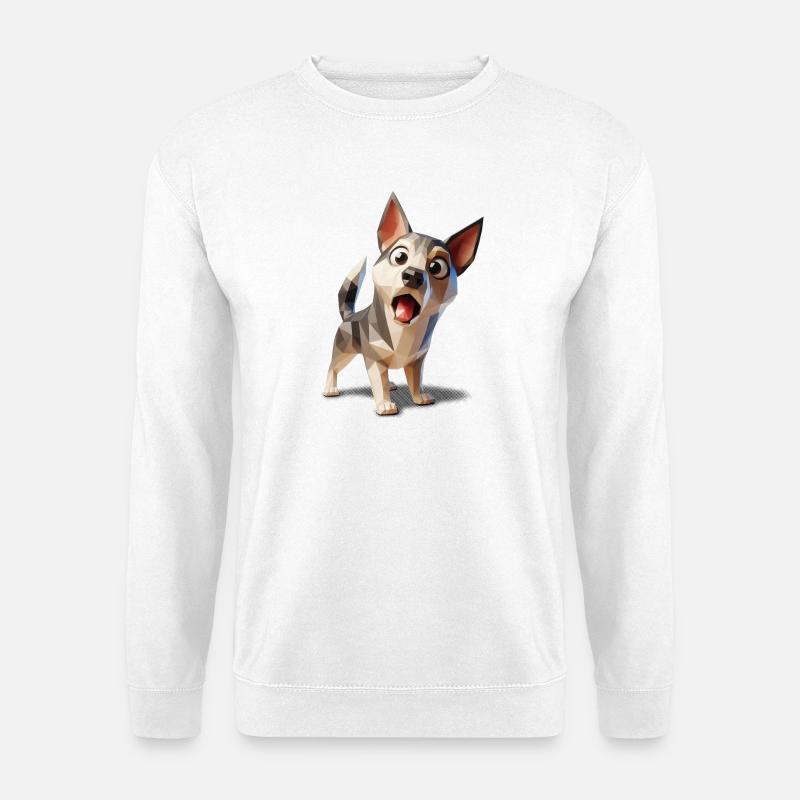 Überraschter Hundewelpe lowpoly - Unisex Pullover - Weiß