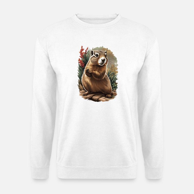 Neugieriges Garten-Murmeltier - Unisex Pullover - Weiß