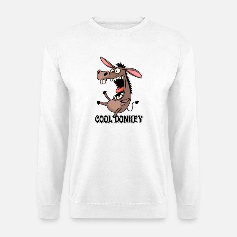 Witziger Esel Cartoon Druck - Unisex Pullover - Weiß