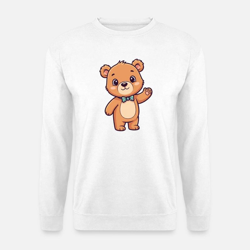 Niedlicher Bärenkopf mit Schleife - Unisex Pullover - Weiß