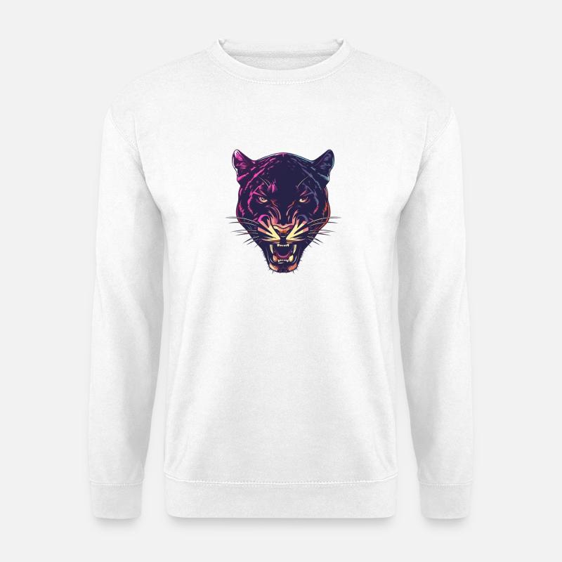 Neon Panther Head Design - Unisex Sweatshirt - white