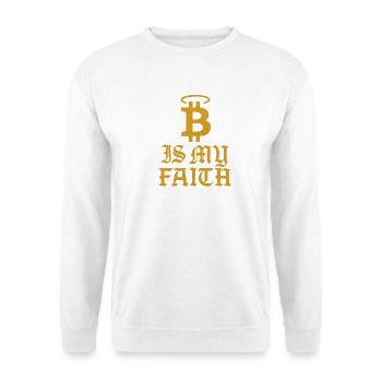 Bitcoin Glauben Symbol Design - Unisex Pullover - Weiß - Vorne - Alina (178cm) & Michal (187cm)