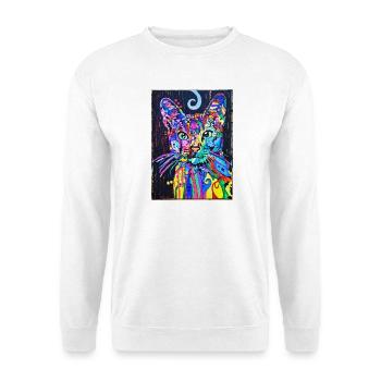 Portrait de chat au design psychédélique Pop Art - Sweat-shirt Unisexe - blanc - Devant