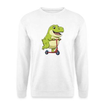 Süßer Dino T-Rex Roller Scooter Cartoon Kinder - Unisex Pullover - Weiß - Vorne