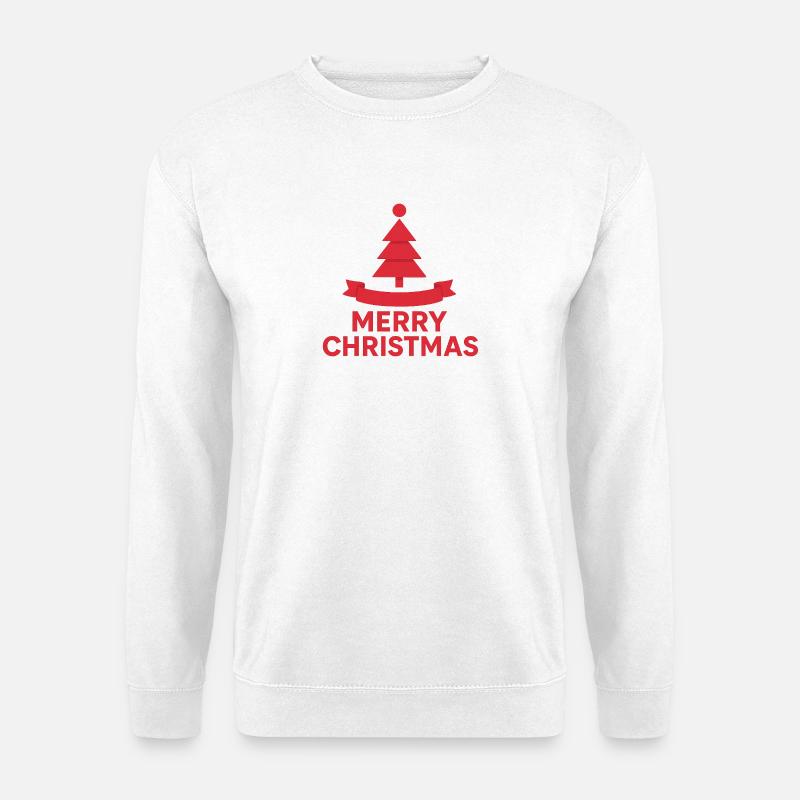 Roter Weihnachtsbaum mit Band - Unisex Pullover - Weiß
