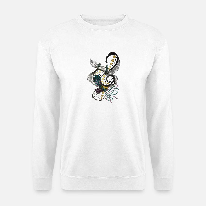 Florale Silhouetten mit Goldpunkten - Unisex Pullover - Weiß