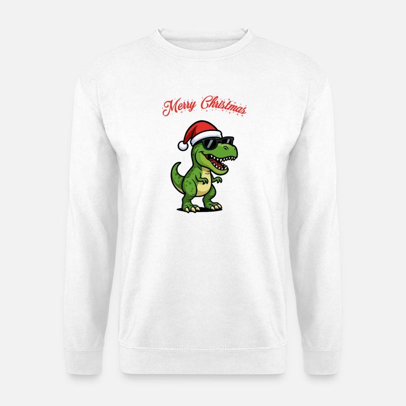 Weihnachtsdino mit Sonnenbrille - Unisex Pullover - Weiß