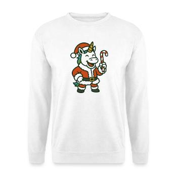 Santa Licorne avec des dessins de cannes d’orge d’orge - Sweat-shirt Unisexe - blanc - Devant