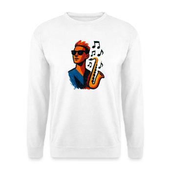 Saxophon – Jazz – Musik - Unisex Pullover - Weiß - Vorne
