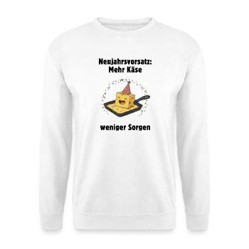 Käseparty in der Pfanne - mehr käse weniger sorgen - Unisex Pullover - Weiß - Vorne