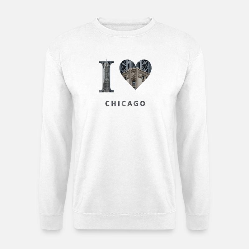 CHICAGO – Architectural Steel Lettering - Unisex Pullover - Weiß