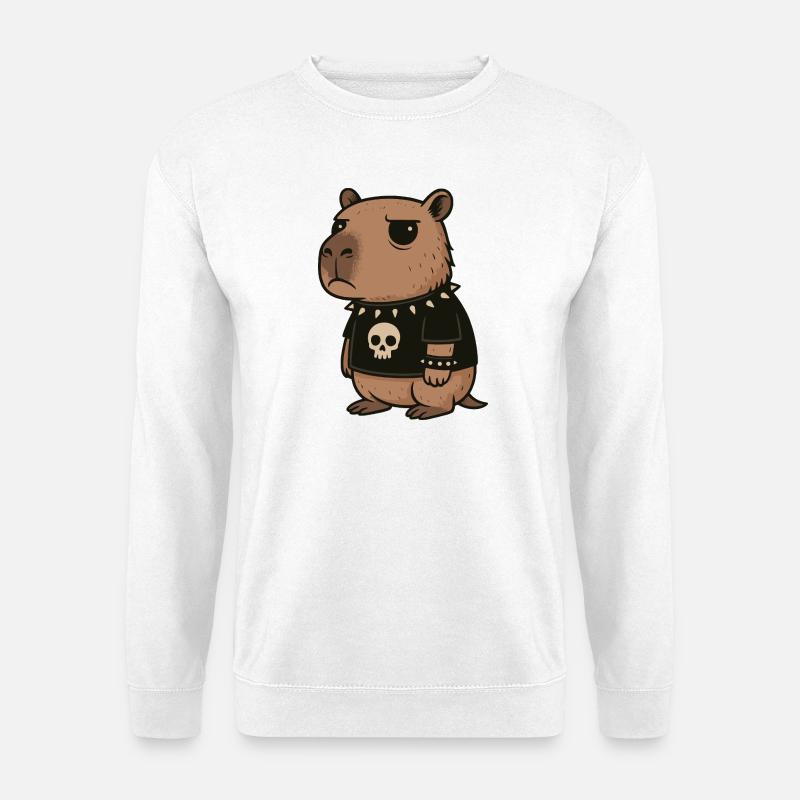 Goth Capybara Drôles Emo Punk Rongeurs - Sweat-shirt Unisexe - blanc