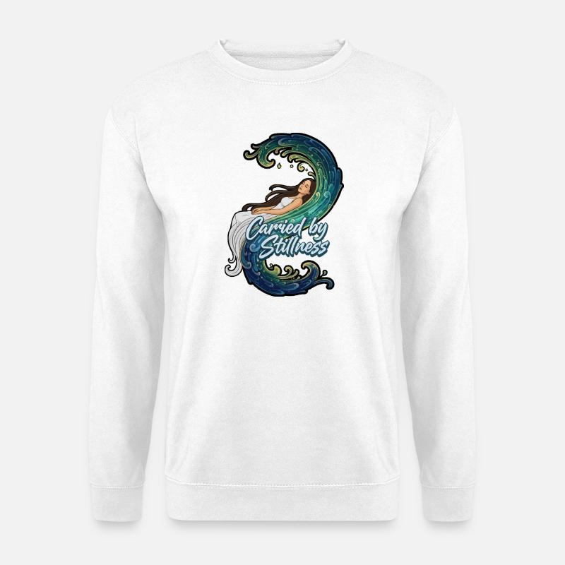 Getragen von der Stille im Liegen - Unisex Pullover - Weiß