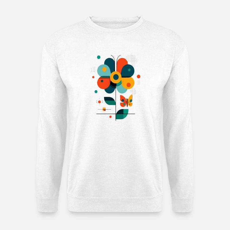 stylized flower with butterfly - Unisex Sweatshirt - white