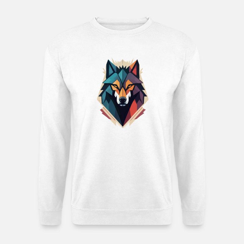 Geometric Wolf Head - Unisex Sweatshirt - white
