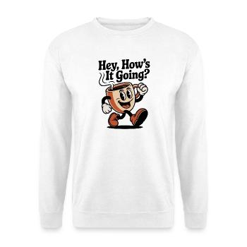 Laufender Kaffeebecher Mascot - Unisex Pullover - Weiß - Vorne