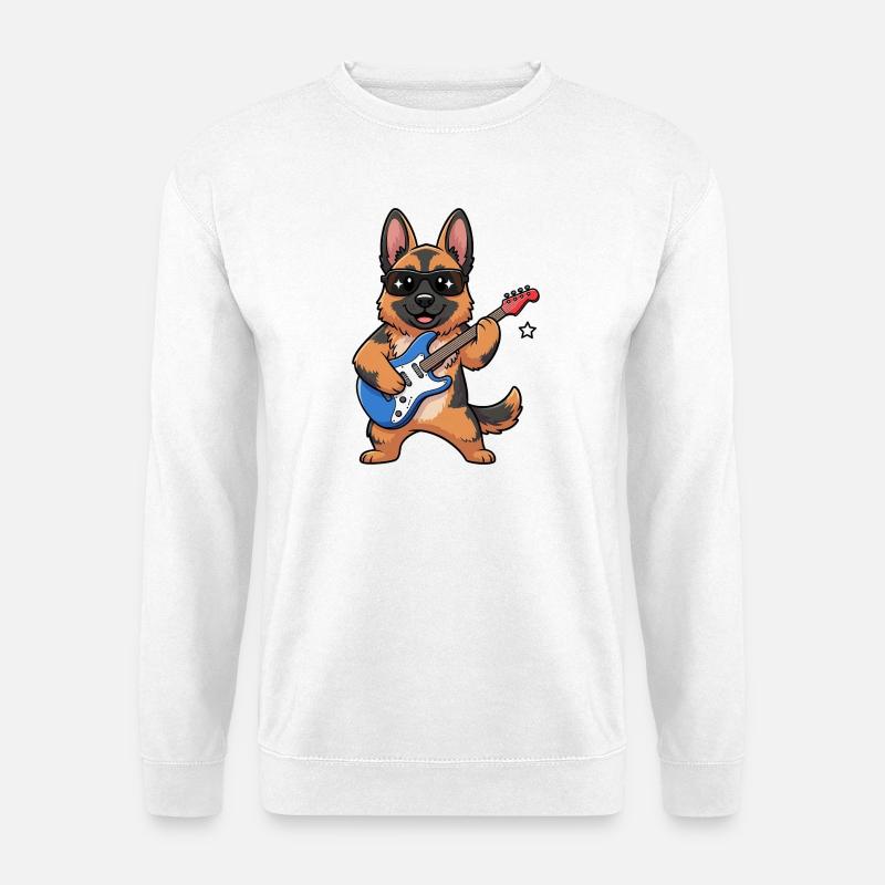 Gitarrierender Hund mit Sonnenbrille - Unisex Pullover - Weiß