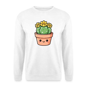Kawaii-Kaktus im sonnigen Blumentopf - Unisex Pullover - Weiß - Vorne