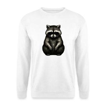 Monochrom Waschbär Print - Unisex Pullover - Weiß - Vorne