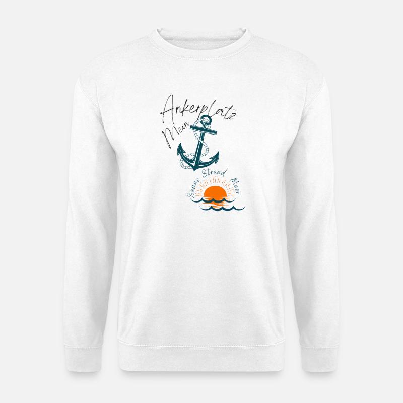 Maritime Mode und Accessoires mein Ankerplatz - Unisex Pullover - Weiß