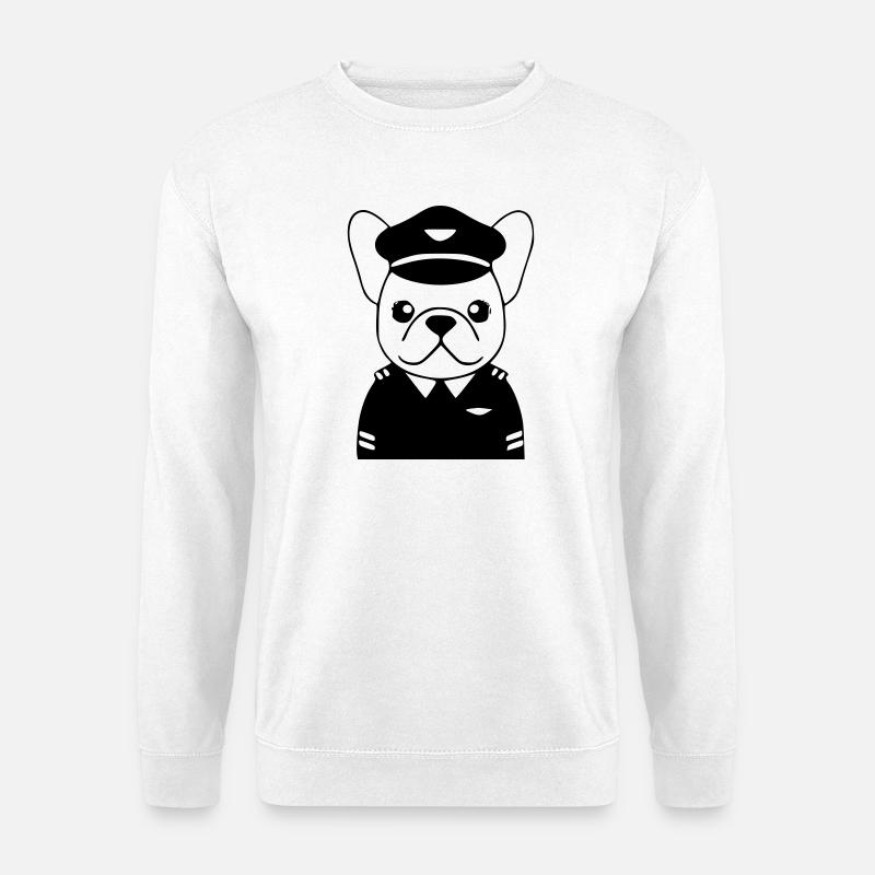 Frenchie Pilot Uniform Black - Unisex Sweatshirt - white