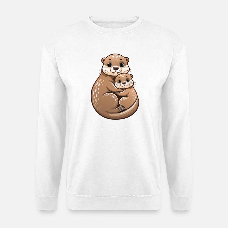 Mother otter with cub - Unisex Sweatshirt - white