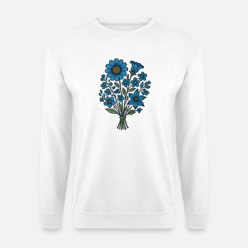 Blaues Blumenbouquet - Unisex Pullover - Weiß