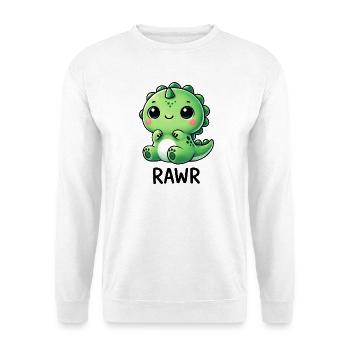 Mignon Dino T-Rex Dinosaure Cartoon Chibi Roar - Sweat-shirt Unisexe - blanc - Devant