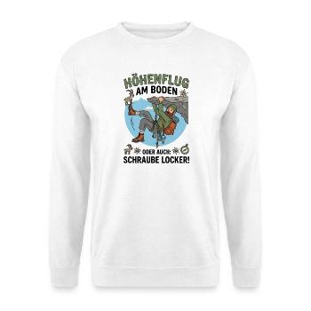 Höhenflug Klettern Berg Humor - Unisex Pullover - Weiß - Vorne - Alina (178cm) & Michal (187cm)