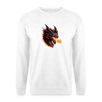 Feuerdrache Flammendes Haupt - Unisex Pullover - Weiß - Vorne