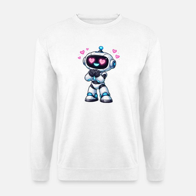 Kawaii Herzroboter Loveblick - Unisex Pullover - Weiß