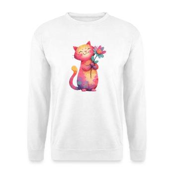 Colorful cat flower in watercolor style - Unisex Sweatshirt - white - Front