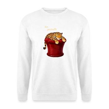 Schlafender Leopard im roten Zylinder - Unisex Pullover - Weiß - Vorne