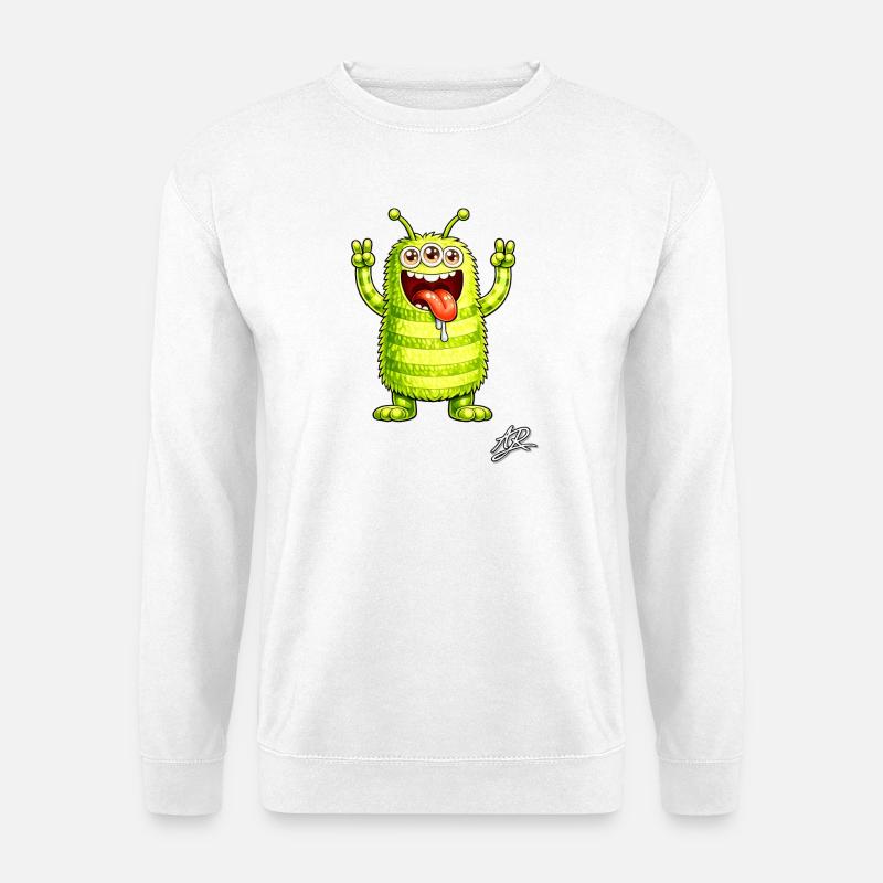 Neon monster three eyes cheerful - Unisex Sweatshirt - white
