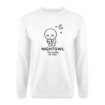 Nightowl – Too Awake | Late Night Mood - Unisex Sweatshirt - white - Front