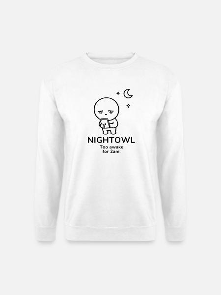 Nightowl – Too Awake | Late Night Mood - Unisex Sweatshirt - white