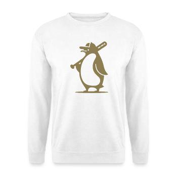 Pinguin Baseballspieler Silhouette - Unisex Pullover - Weiß - Vorne