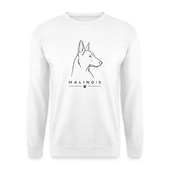 Malinois  Malinoi Linienporträt - Unisex Pullover - Weiß - Vorne